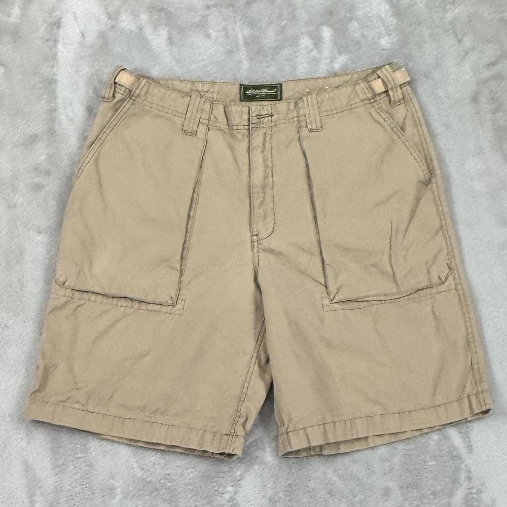 Eddie Bauer Cargo Shorts Mens 36 Beige Ripstop Outdoor Hiking Gorpcore Casual